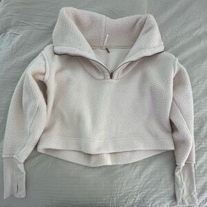 Free People Cropped Fleece Poppy Pullover Sweater